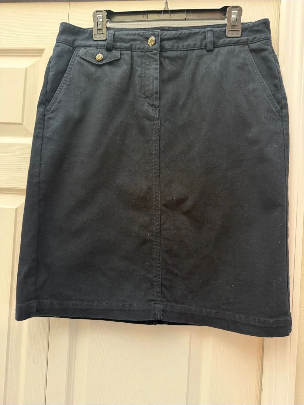 Talbots Black Pencil Skirt with Button Accent